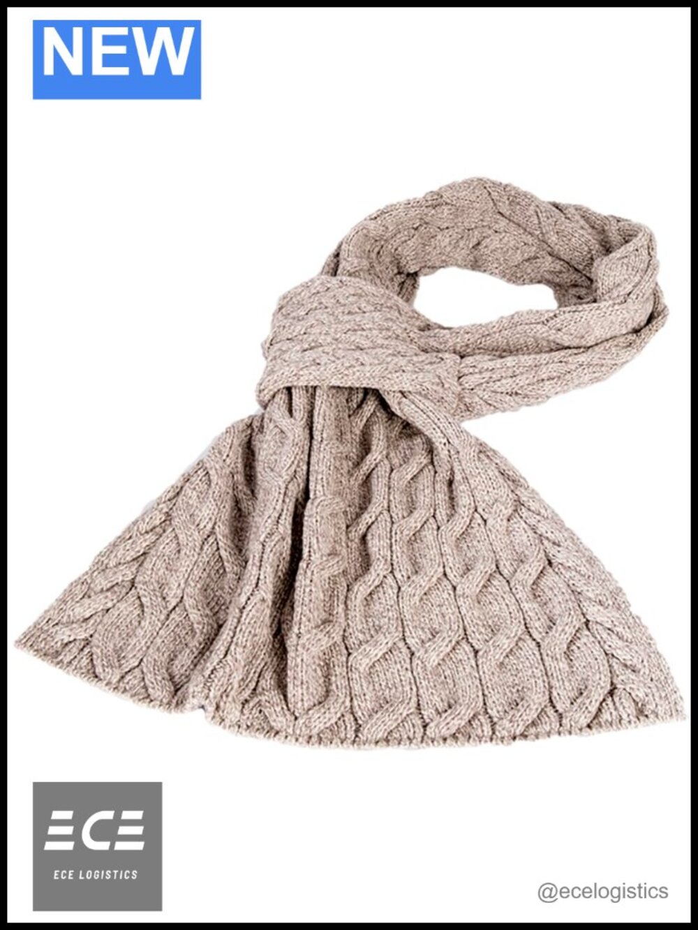 100% Merino Wool Cable Knit Shawl Wrap